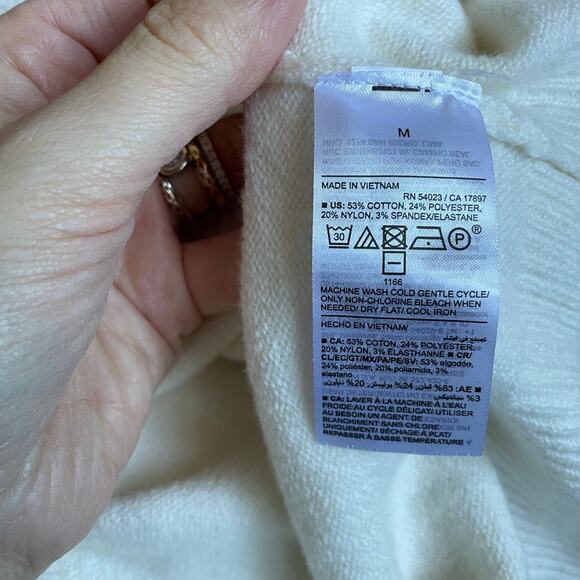 Old Navy Academia White/Cream V-neck Sweater Vest Navy Trim Fall Layer Size Med - Picture 8 of 8